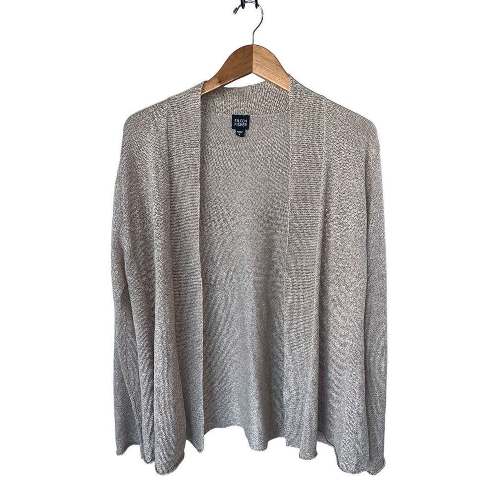 Eileen Fisher Tan/Beige Linen Blend Cardigan